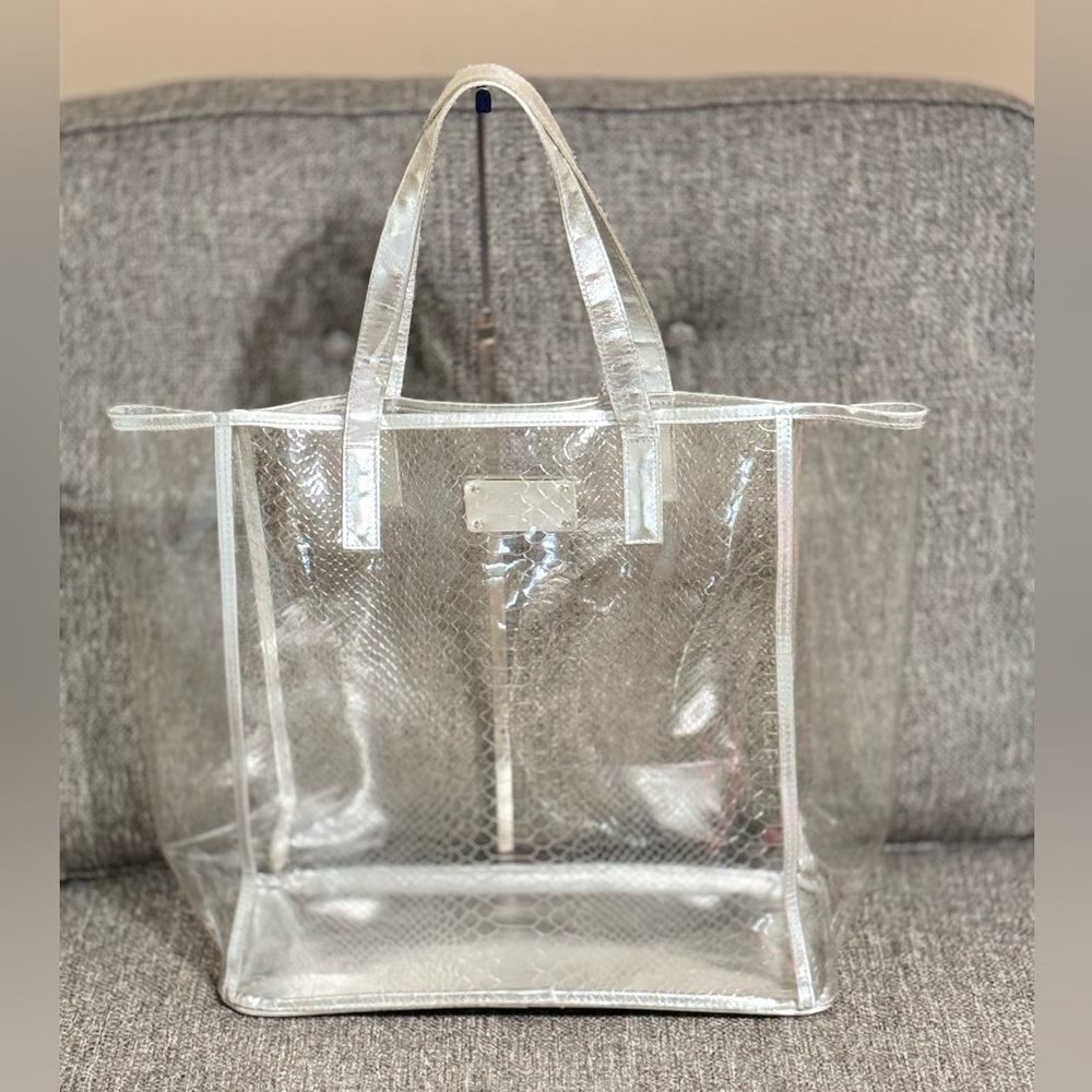 EUC MICHAEL KORS Leather-Trimmed Plastic Tote - Picture 2 of 8